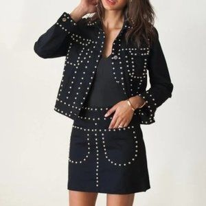 Tack Black Jacket and SkirtTwo Piece Suit